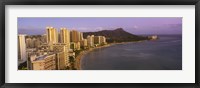 High angle view of buildings at the waterfront, Waikiki Beach, Honolulu, Oahu, Hawaii, USA Fine Art Print