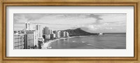 Diamond Head, Waikiki, Oahu, Honolulu, Hawaii (black & white) Fine Art Print