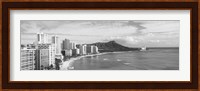 Diamond Head, Waikiki, Oahu, Honolulu, Hawaii (black & white) Fine Art Print