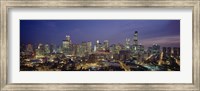 High Angle View Of Buildings Lit Up At Dusk, Chicago, Illinois, USA Fine Art Print