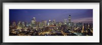 High Angle View Of Buildings Lit Up At Dusk, Chicago, Illinois, USA Fine Art Print