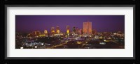 High angle view of skyscrapers lit up at night, Dallas, Texas, USA Fine Art Print