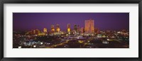 High angle view of skyscrapers lit up at night, Dallas, Texas, USA Fine Art Print