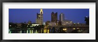 Buildings lit up at night, Columbus, Scioto River, Ohio, USA Fine Art Print