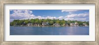 Boathouses near the river, Schuylkill River, Philadelphia, Pennsylvania, USA Fine Art Print