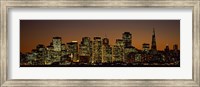 Skyscrapers lit up at night, San Francisco, California, USA Fine Art Print