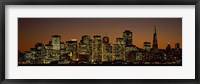 Skyscrapers lit up at night, San Francisco, California, USA Fine Art Print