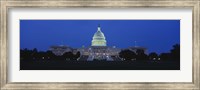 Government building lit up at dusk, Capitol Building, Washington DC, USA Fine Art Print