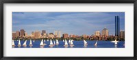 View of boats on a river by a city, Charles River,  Boston Fine Art Print