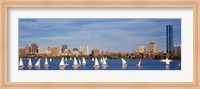 View of boats on a river by a city, Charles River,  Boston Fine Art Print