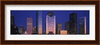 Houston skyscrapers at night, Texas Fine Art Print