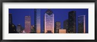 Houston skyscrapers at night, Texas Fine Art Print