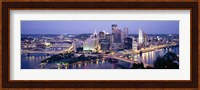 Buildings in a city lit up at dusk, Pittsburgh, Allegheny County, Pennsylvania, USA Fine Art Print