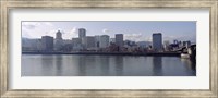 Skyscrapers along the river, Portland, Oregon, USA Fine Art Print