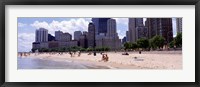 Group of people on the beach, Oak Street Beach, Chicago, Illinois, USA Fine Art Print