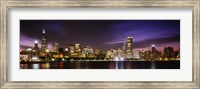 Buildings at the waterfront lit up at night, Chicago, Illinois Fine Art Print