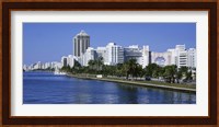 USA, Florida, Miami, Miami Beach, Panoramic view of waterfront and skyline Fine Art Print