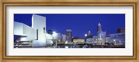 Buildings lit up, Cleveland, Ohio Fine Art Print