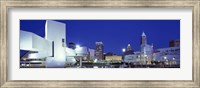 Buildings lit up, Cleveland, Ohio Fine Art Print