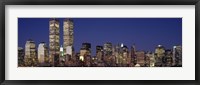 Skyline with World Trade Center at Night Fine Art Print