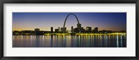 City lit up at night, Gateway Arch, Mississippi River, St. Louis, Missouri Fine Art Print
