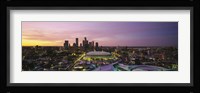 Skyscrapers lit up at sunset, Minneapolis, Minnesota, USA Fine Art Print
