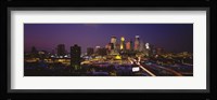 Skyscrapers lit up at dusk, Minneapolis, Minnesota, USA Fine Art Print