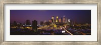 Skyscrapers lit up at dusk, Minneapolis, Minnesota, USA Fine Art Print