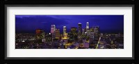 Skyscrapers lit up at night, City Of Los Angeles, California, USA Fine Art Print