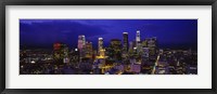 Skyscrapers lit up at night, City Of Los Angeles, California, USA Fine Art Print