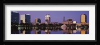 Office Buildings Along The Lake, Lake Eola, Orlando, Florida, USA Fine Art Print
