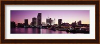 Buildings lit up at dusk, Biscayne Bay, Miami, Miami-Dade county, Florida, USA Fine Art Print