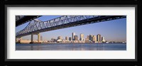 Low angle view of bridges across a river, Crescent City Connection Bridge, Mississippi River, New Orleans, Louisiana, USA Fine Art Print