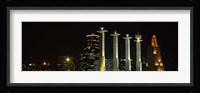 Buildings lit up at night in a city, Bartle Hall, Kansas City, Jackson County, Missouri, USA Fine Art Print