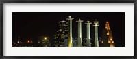 Buildings lit up at night in a city, Bartle Hall, Kansas City, Jackson County, Missouri, USA Fine Art Print