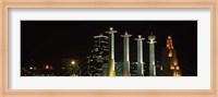 Buildings lit up at night in a city, Bartle Hall, Kansas City, Jackson County, Missouri, USA Fine Art Print