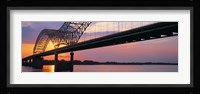 Sunset, Hernandez Desoto Bridge And Mississippi River, Memphis, Tennessee, USA Fine Art Print