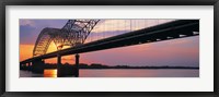 Sunset, Hernandez Desoto Bridge And Mississippi River, Memphis, Tennessee, USA Fine Art Print