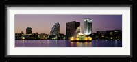 Fountain in a lake lit up at night, Lake Eola, Summerlin Park, Orlando, Florida Fine Art Print