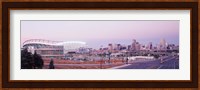 USA, Colorado, Denver, Invesco Stadium, Skyline at dusk Fine Art Print