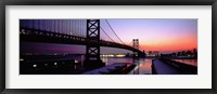 Suspension bridge across a river, Ben Franklin Bridge, Philadelphia, Pennsylvania, USA Fine Art Print