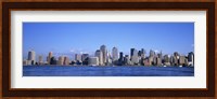 New York City Skyline with Bright Blue Sky and Water Fine Art Print