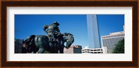 Low Angle View Of A Statue In Front Of Buildings, Dallas, Texas, USA Fine Art Print