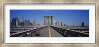 Bench on a bridge, Brooklyn Bridge, Manhattan, New York City, New York State, USA Fine Art Print
