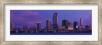 Buildings At The Waterfront, Miami, Florida, USA (purple sky) Fine Art Print