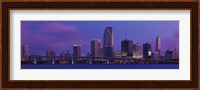 Buildings At The Waterfront, Miami, Florida, USA (purple sky) Fine Art Print