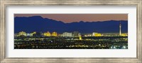Aerial View Of Buildings Lit Up At Dusk, Las Vegas, Nevada, USA Fine Art Print