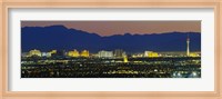 Aerial View Of Buildings Lit Up At Dusk, Las Vegas, Nevada, USA Fine Art Print