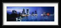Fountain, Cityscape, Night, Jacksonville, Florida, USA Fine Art Print