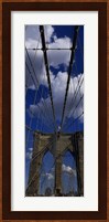Low angle view of a bridge, Brooklyn Bridge, Manhattan (color, vertical) Fine Art Print